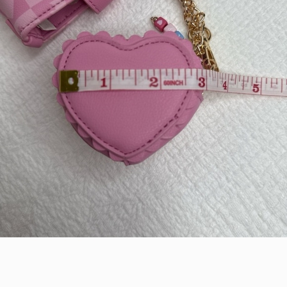 Juicy Couture Pink Checker Heart Crossbody with Heart Coin Pouch - Picture 8 of 10